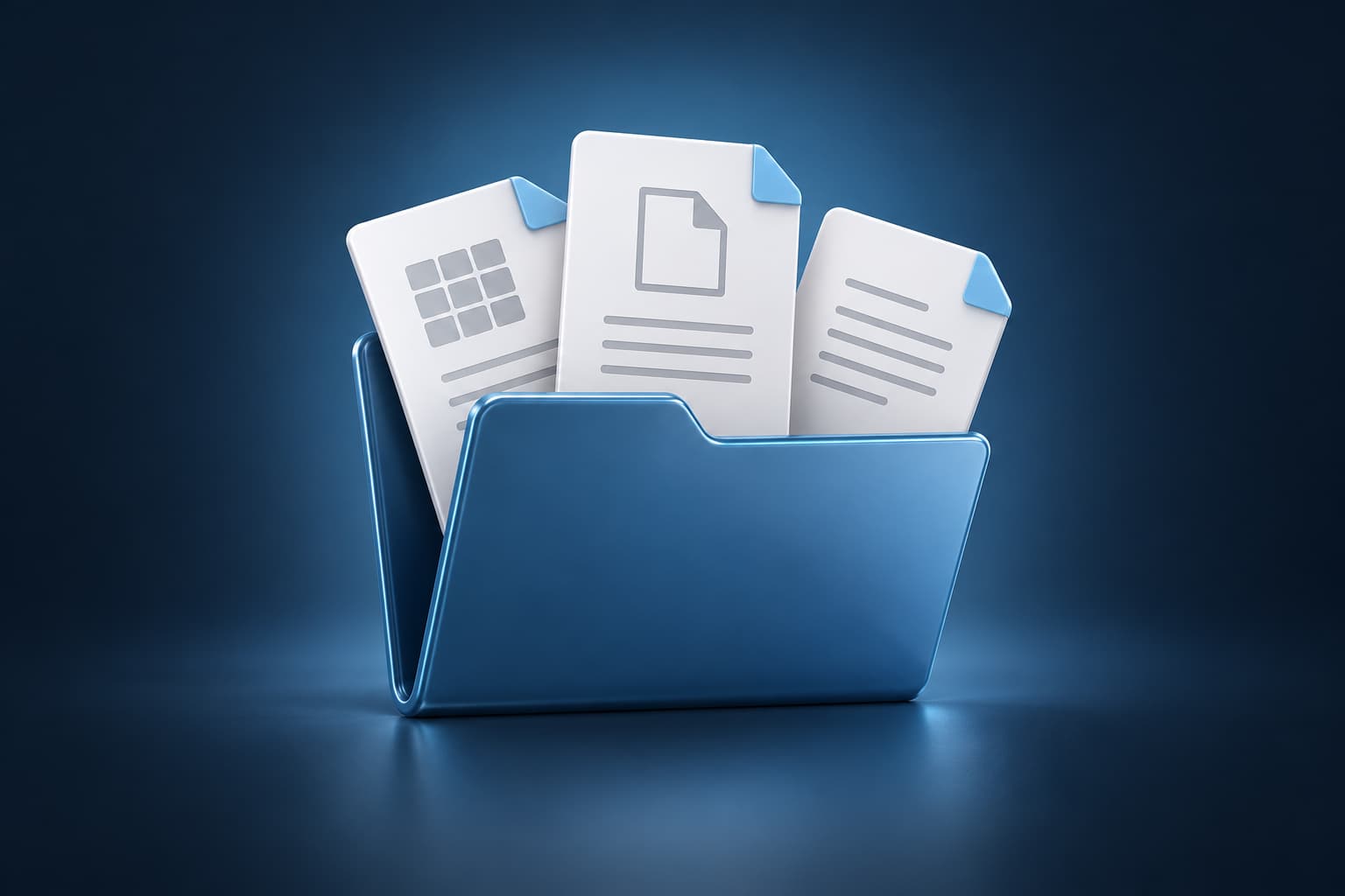 Pasta azul com documentos de prática